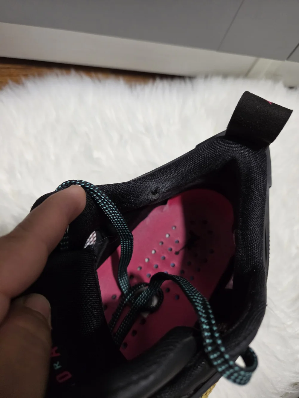 Jordan  Multicolor Knit Basketball Sneakers in Black with Pink Jumpman